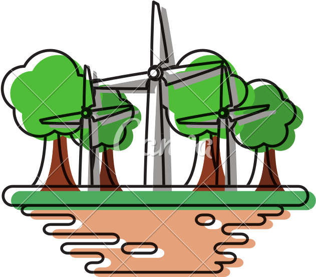 Wind Turbines On Ground Cartoon - Wind Turbines On Ground Cartoon (800x800)