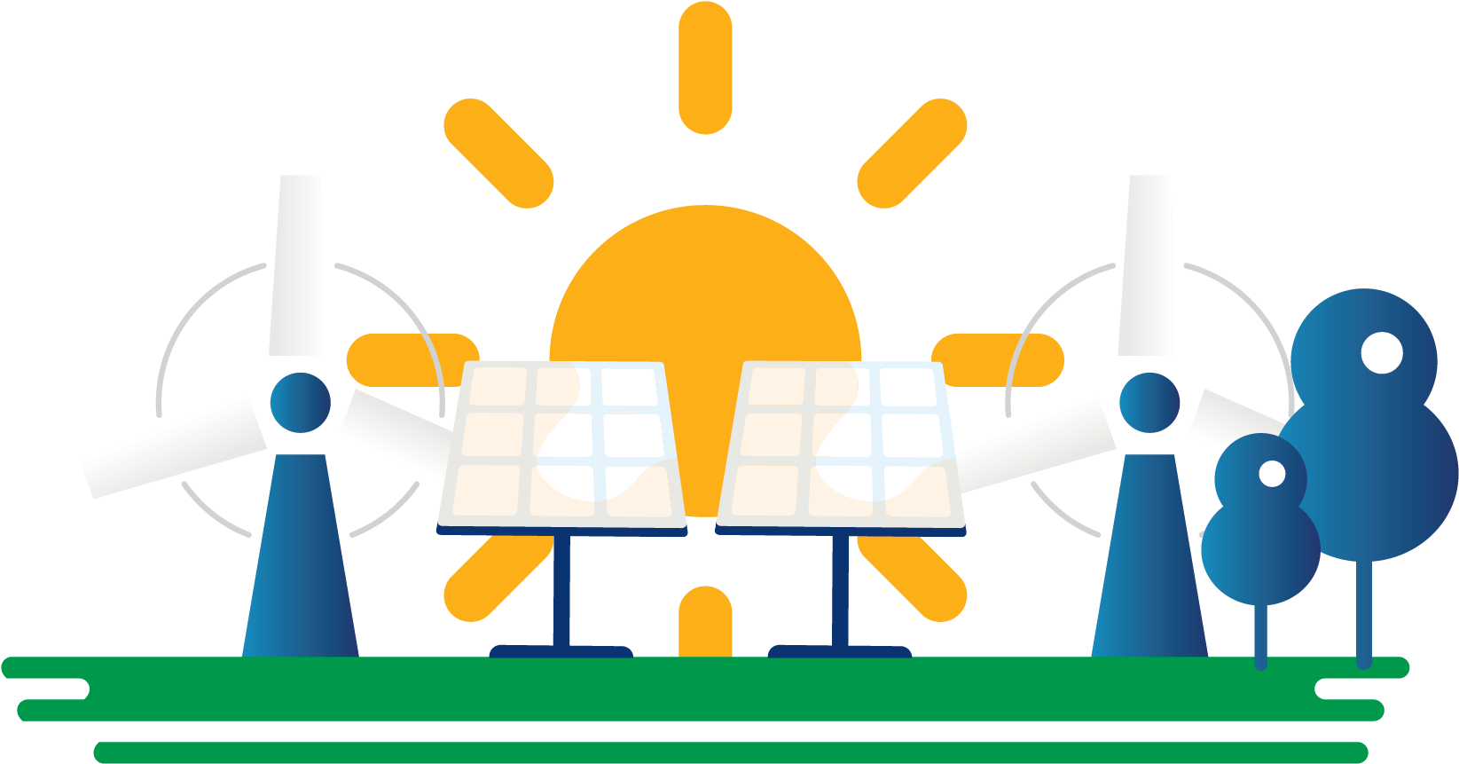 Solar Panels Wind Turbine Illustration - Solar Panels Wind Turbine Illustration (3800x1000)