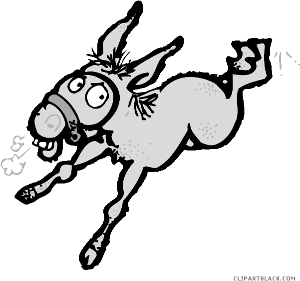 Mule Clipart Black And White - Mule Kicking Clip Art (600x600)