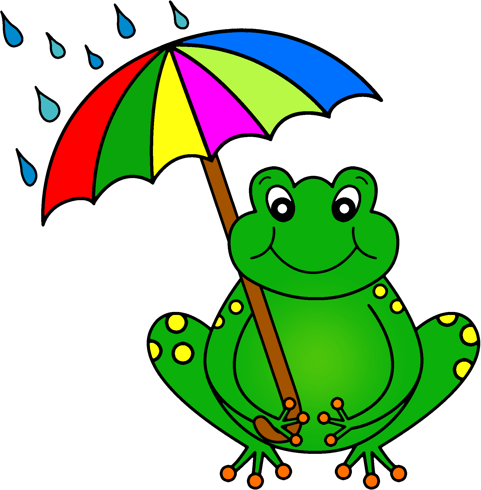 Green Frog Clipart Umbrella Clipart - Cartoon (1915x1951)