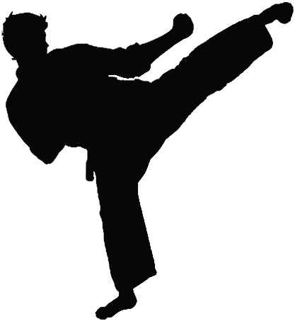 Karate Symbols - Black And White Martial Arts Kick (420x474)