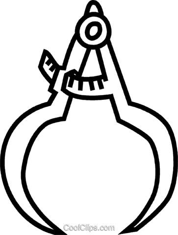 Calipers Royalty Free Vector Clip Art Illustration - Line Art (363x480)