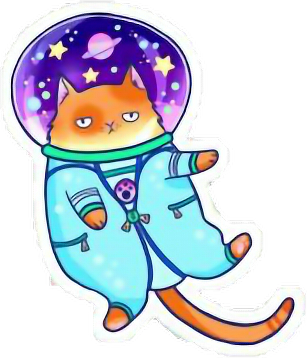 Kawaii Sticker - Space Cat Sticker (1024x1195)