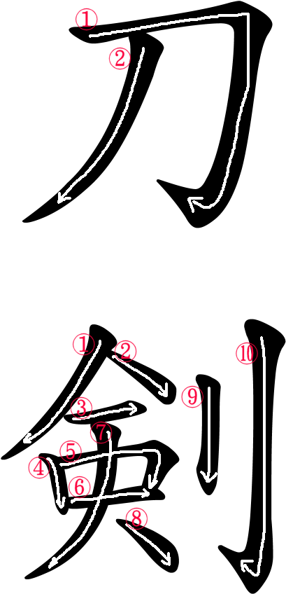 Japanese Word For Sword - 剣 明 朝 体 (500x964)