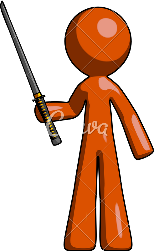 Mascot Man With Ninja Sword Katana - Katana (492x800)