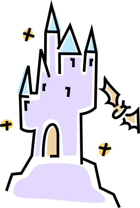 Vector Illustration Of Halloween Haunted House Castle - Vector Illustration Of Halloween Haunted House Castle (472x700)