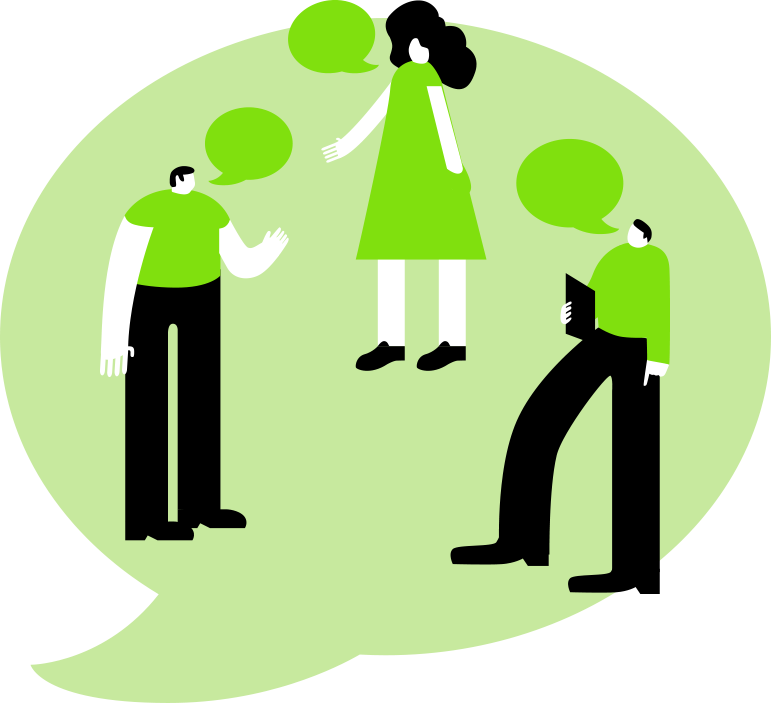 People Talking Providing Input - Illustration (771x703)