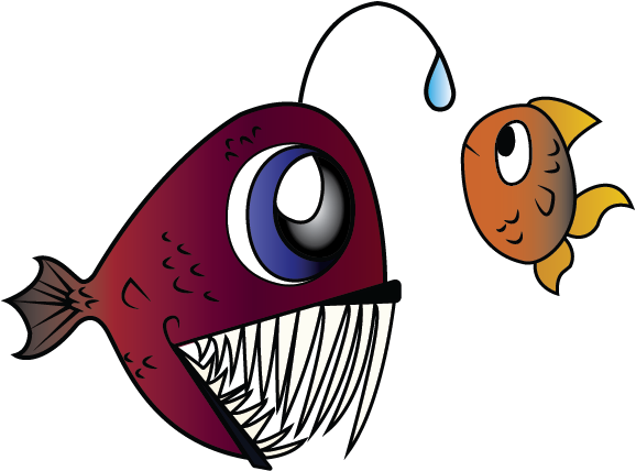 Angler Fisheh By Ushiyasha - Cartoon (578x428)