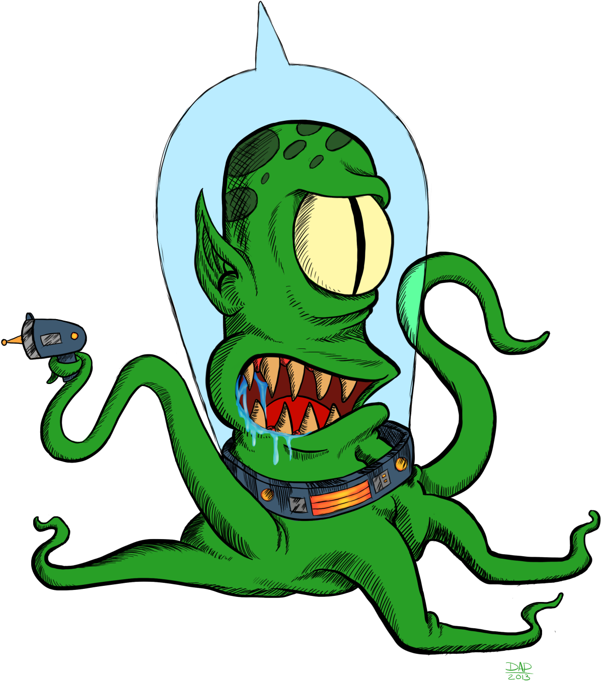 Having Fun Drawing Kodos Or Is It Kang For The Next - Cartoon (1280x1656)