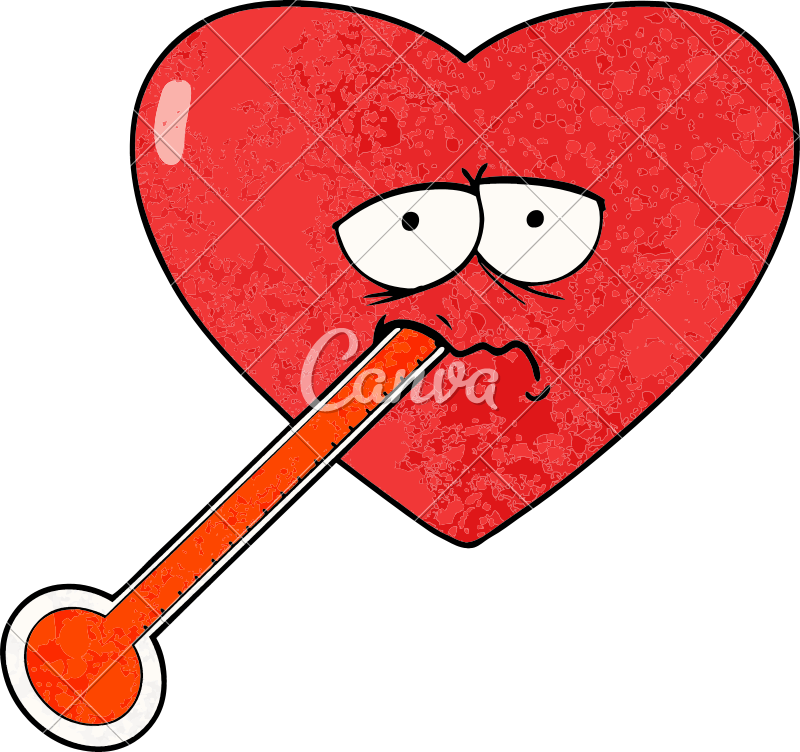 Cartoon Love Sick Heart Vector Illustration Design - Love Sick Cartoon (800x752)