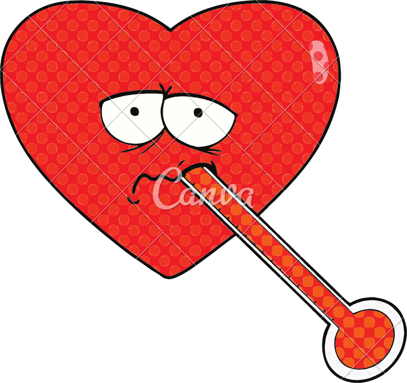 Cartoon Love Sick Heart Character Vector Illustration - Cartoon Love Sick Heart Character Vector Illustration (800x752)