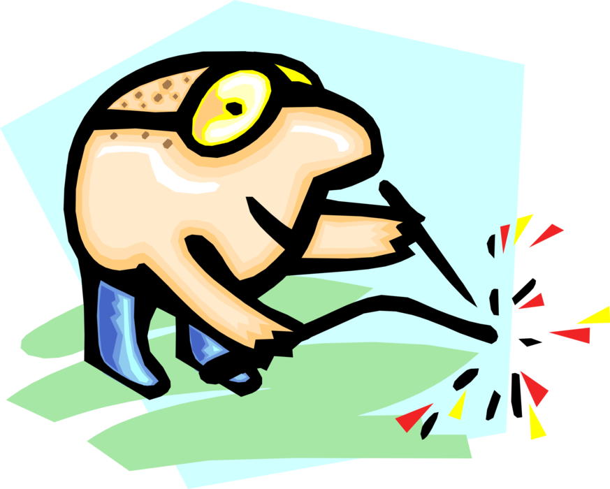 Vector Illustration Of Arc Welder With Torch And Protective - Clip Art (873x700)