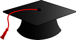 Flying Graduation Hat Clip Art - Mortarboard (300x158)