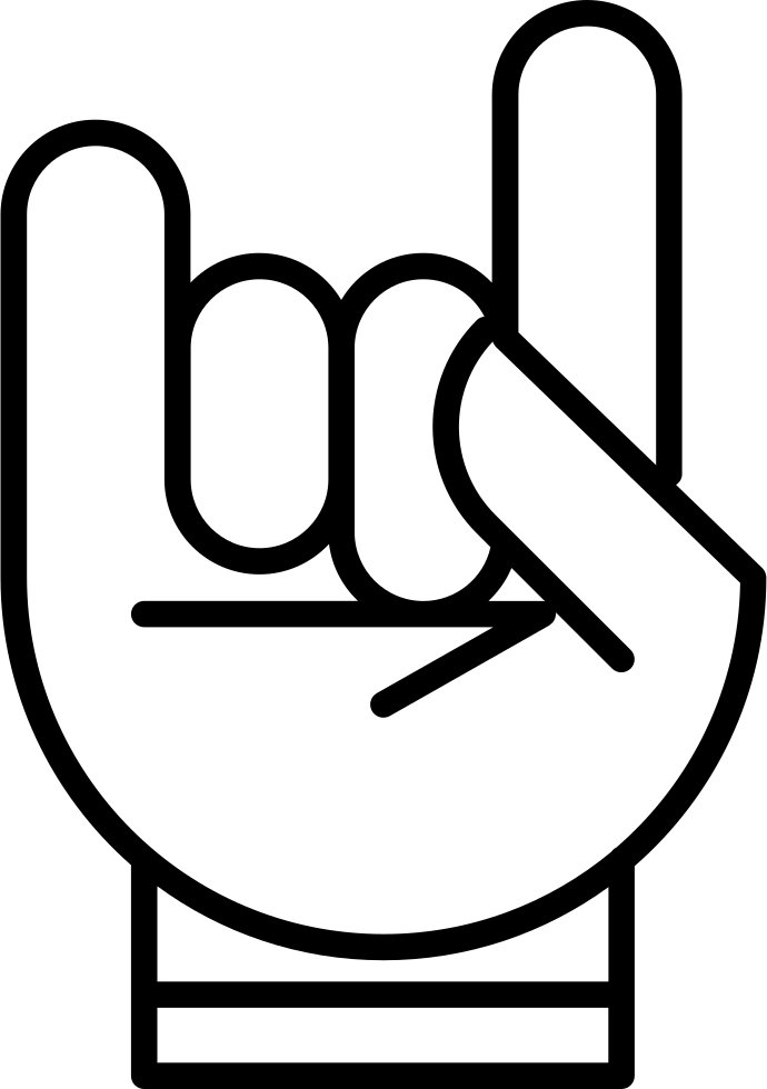 Hand With White Outline Forming A On - Rockstar Hand Sign Png (690x980)