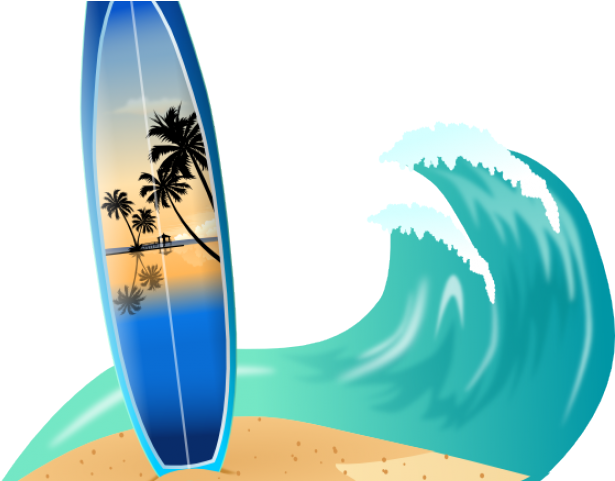 Drawn Wave Surfboard - Surfing Board Clipart (615x481)