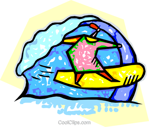 Person Surfing On The Waves Royalty Free Vector Clip - Person Surfing On The Waves Royalty Free Vector Clip (480x411)