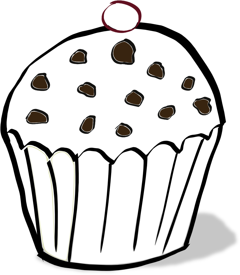 Cupcake Clipart Free - Chocolate Chip Muffin Coloring Page (999x1043)