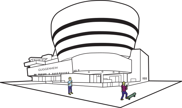 The Icon Of Modern Art Puts Estimote Beacons On Display - Line Drawing Guggenheim Museum (600x355)