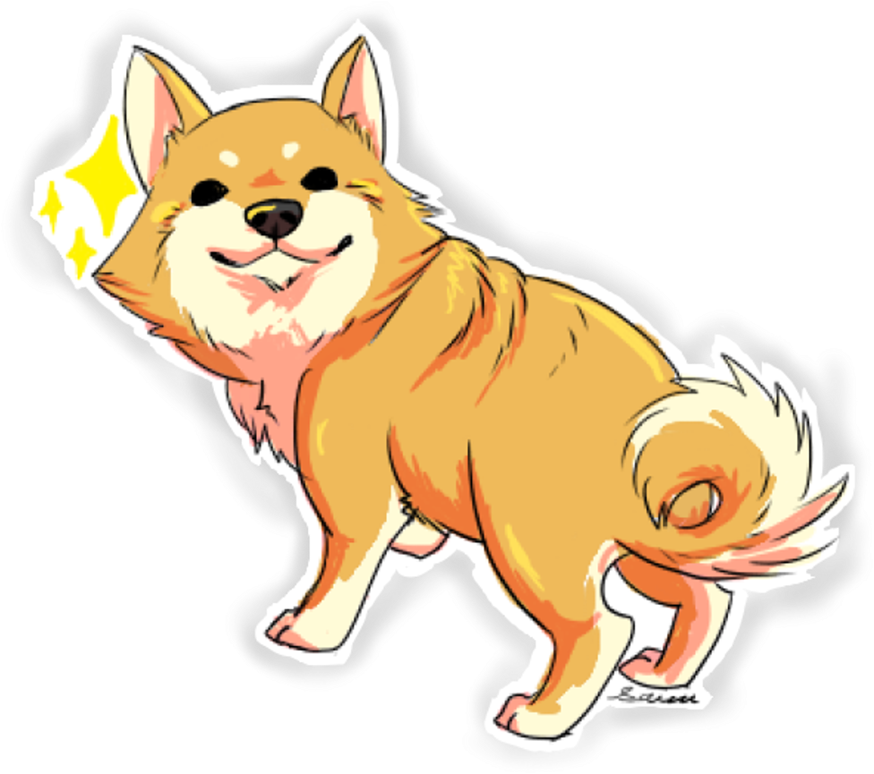 Shiba Inu Stickers - Cartoon (1000x1000)