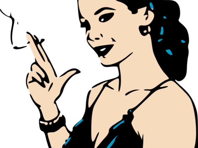Cigarette Clipart Retro - Girl Smoking Clipart (640x480)
