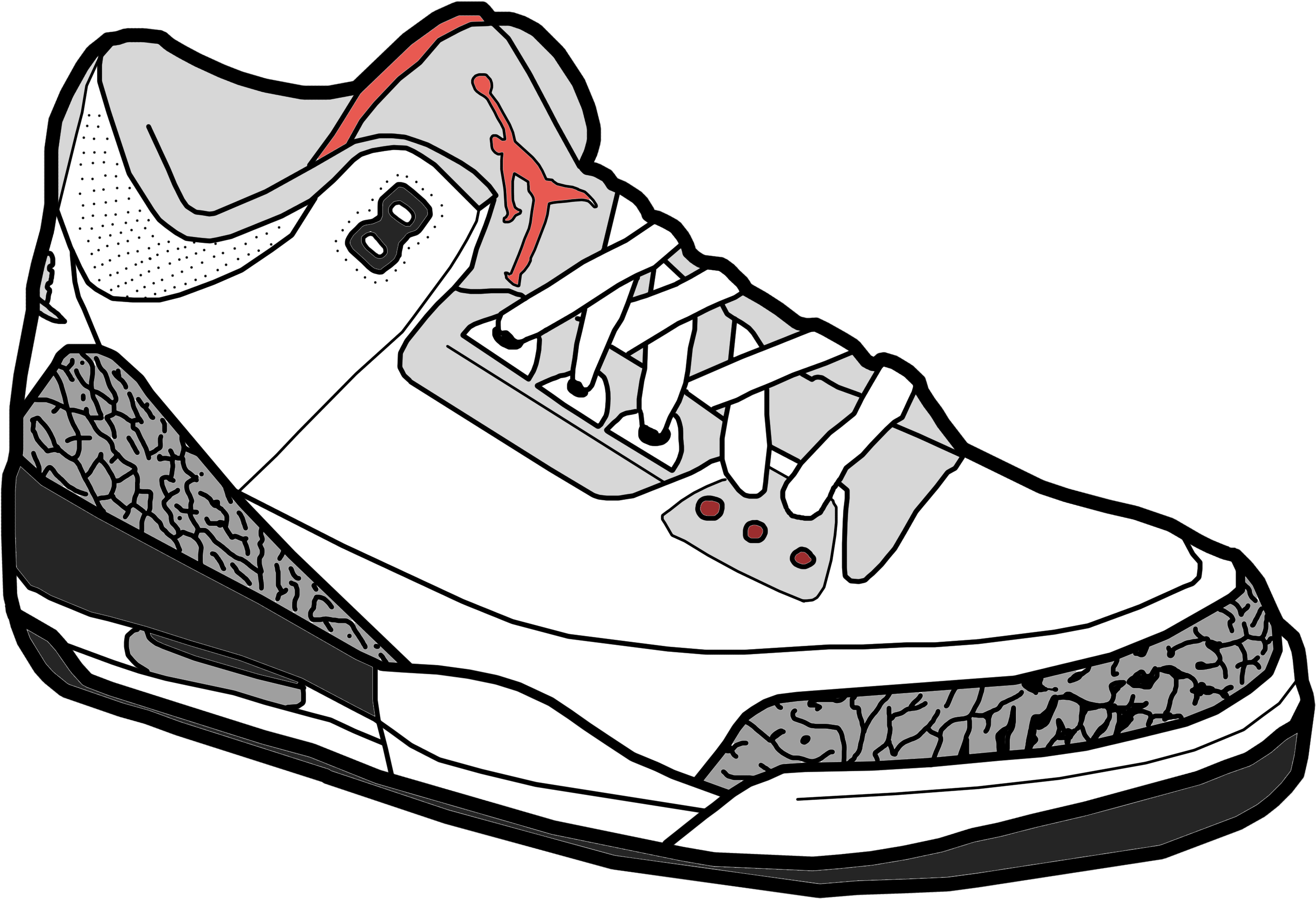 Jordan Shoe Drawing Png (3000x2500)