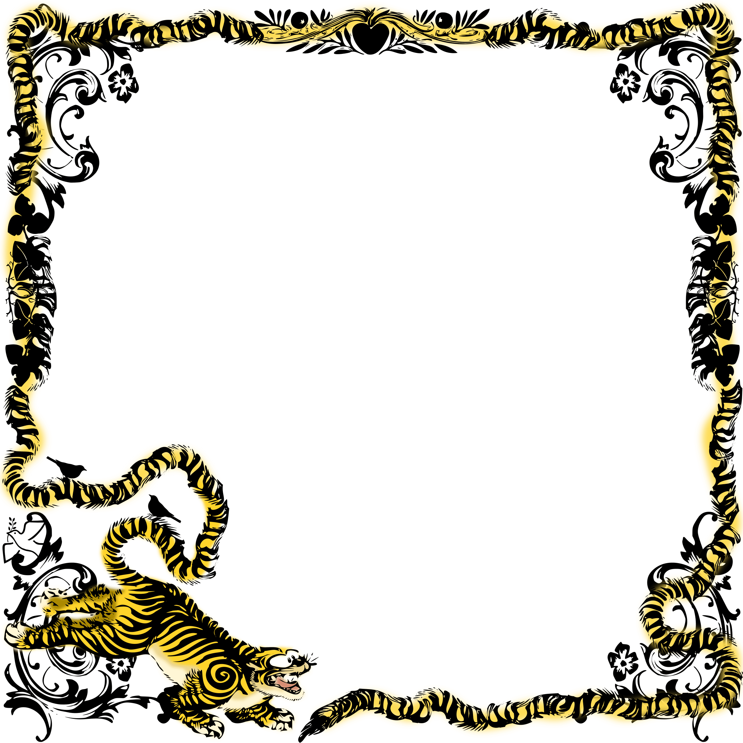 Tiger Border Clip Art - Tiger Frame (2400x2400)