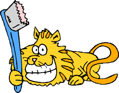 3 - Cat With Toothbrush Clipart (400x313)