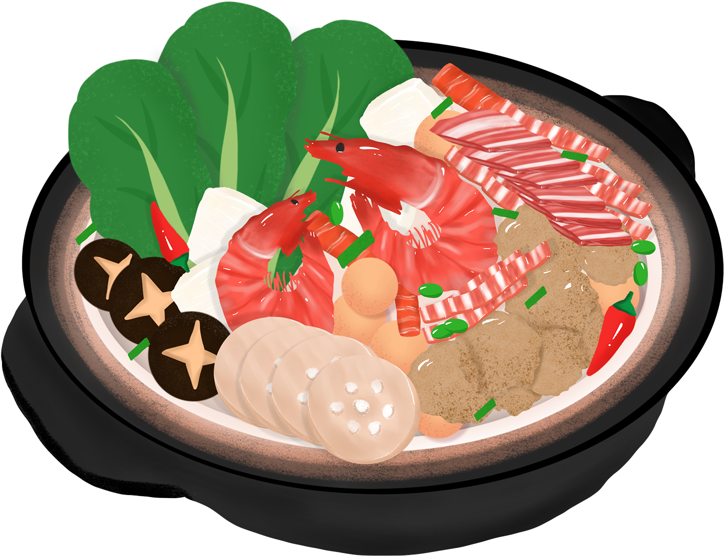 Hot Pot Shiitake Mushroom Element Green Vegetable Png - Pepperoni (2000x2000)