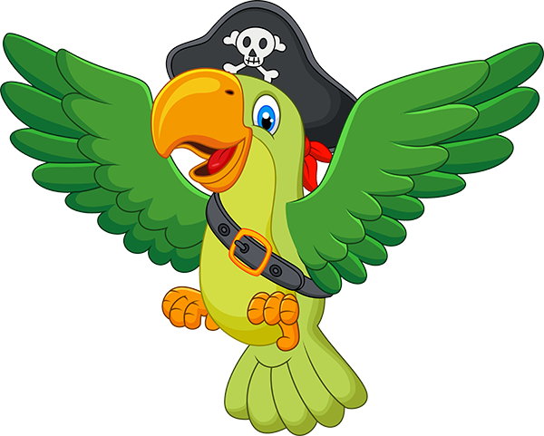 Pirate Parrot Clip Art - Cartoon Pirate Parrot (600x481)