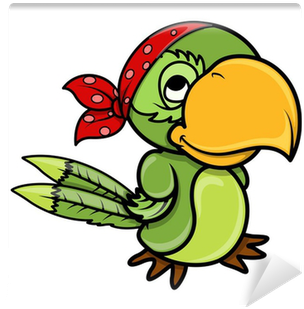Vector Cartoon Illustration Wall Mural • Pixers® • - Draw Birds Pirate Parrot (400x400)