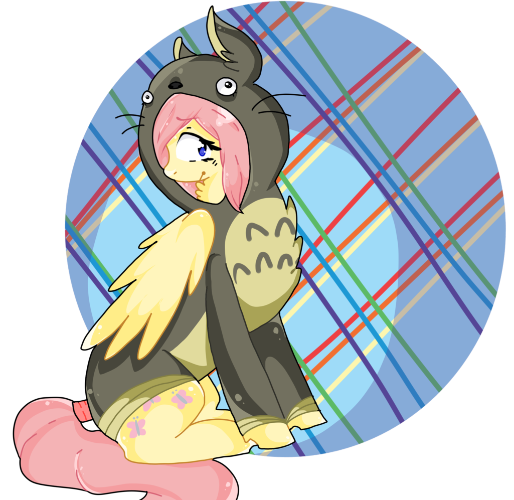 Pinkabutt, Fluttershy, My Neighbor Totoro, Safe, Solo - Cartoon (1024x1024)