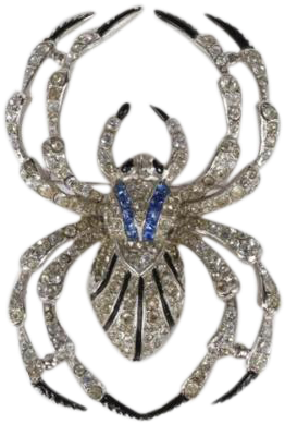 Coro 1940's Large Enamel, Sapphire Blue And Pavé Tarantula - Brooch (388x388)