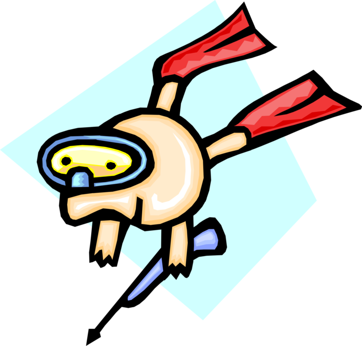 Vector Illustration Of Underwater Diver Snorkeling - Snorkeling Cartoon (732x700)
