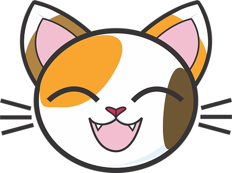 Calico Cat, Kitty, Cute, Adorable, Fun - Cat Face Clipart Png (457x340)