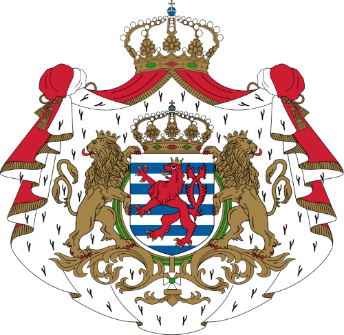 Coat Of Arms Of Luxembourg - Luxembourg Flag With Coat Of Arms (500x487)