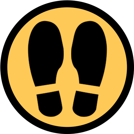Stand On The Footprints Indicated On The Floor - Circle (594x533)