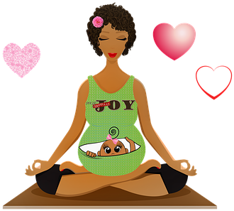 Pregnant Woman Yoga, Afro American - African American Woman Eating Illustrations (372x340)