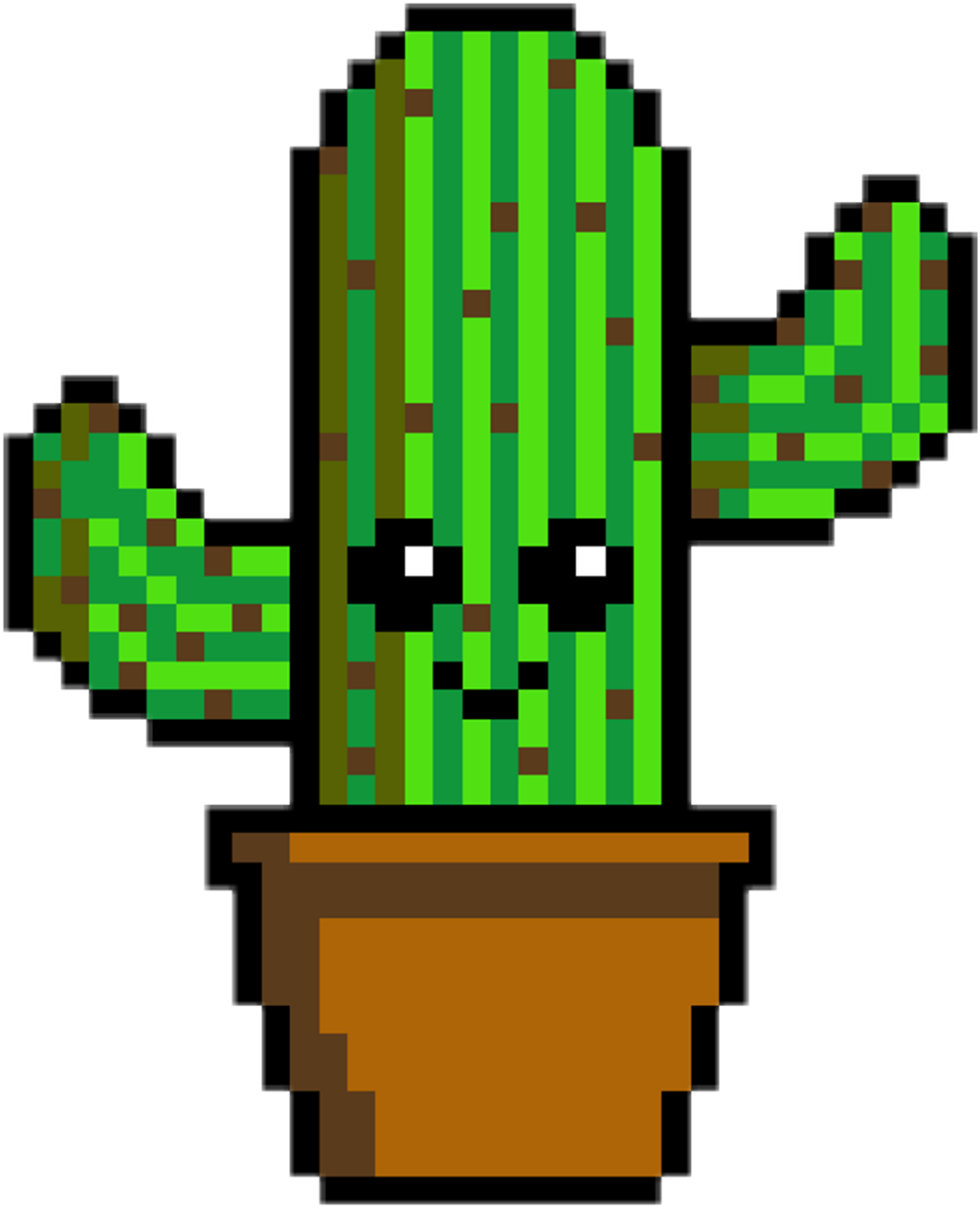Cactus Sticker - Red And Black Pixel Art (1024x1263)