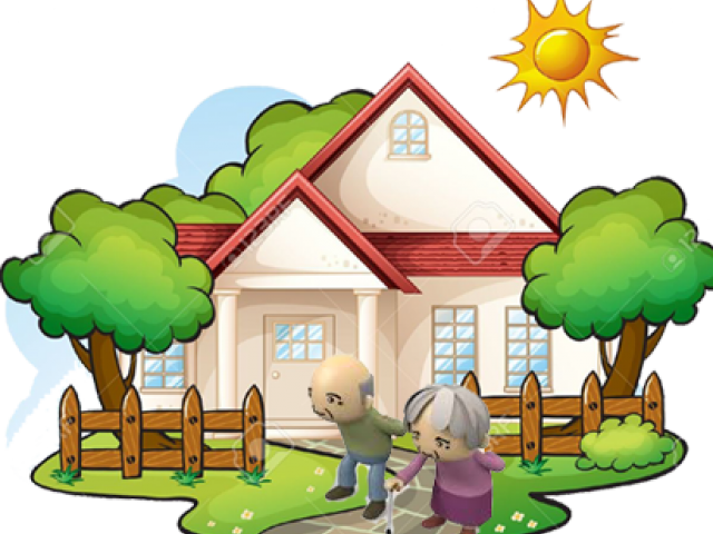Old Clipart Old Age - House With Garden Clipart (640x480)