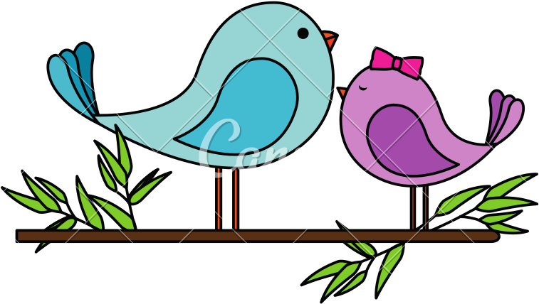 Cute Mother And Son Birds In Branch Characters - Cute Mother And Son Birds In Branch Characters (800x800)