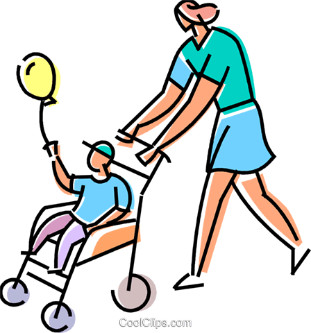 Mother Pushing Her Son In The Stroller Royalty Free - Mother Pushing Her Son In The Stroller Royalty Free (448x480)