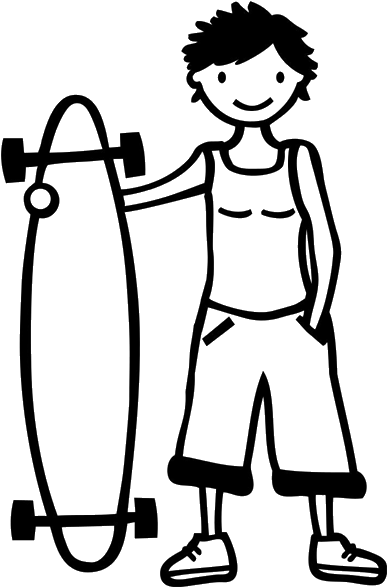 Chica Longboard - Cartoon (600x600)