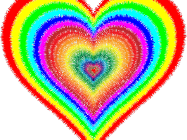 Fuzzy Clipart Pink Circle - Transparent Rainbow Heart Icon (640x480)