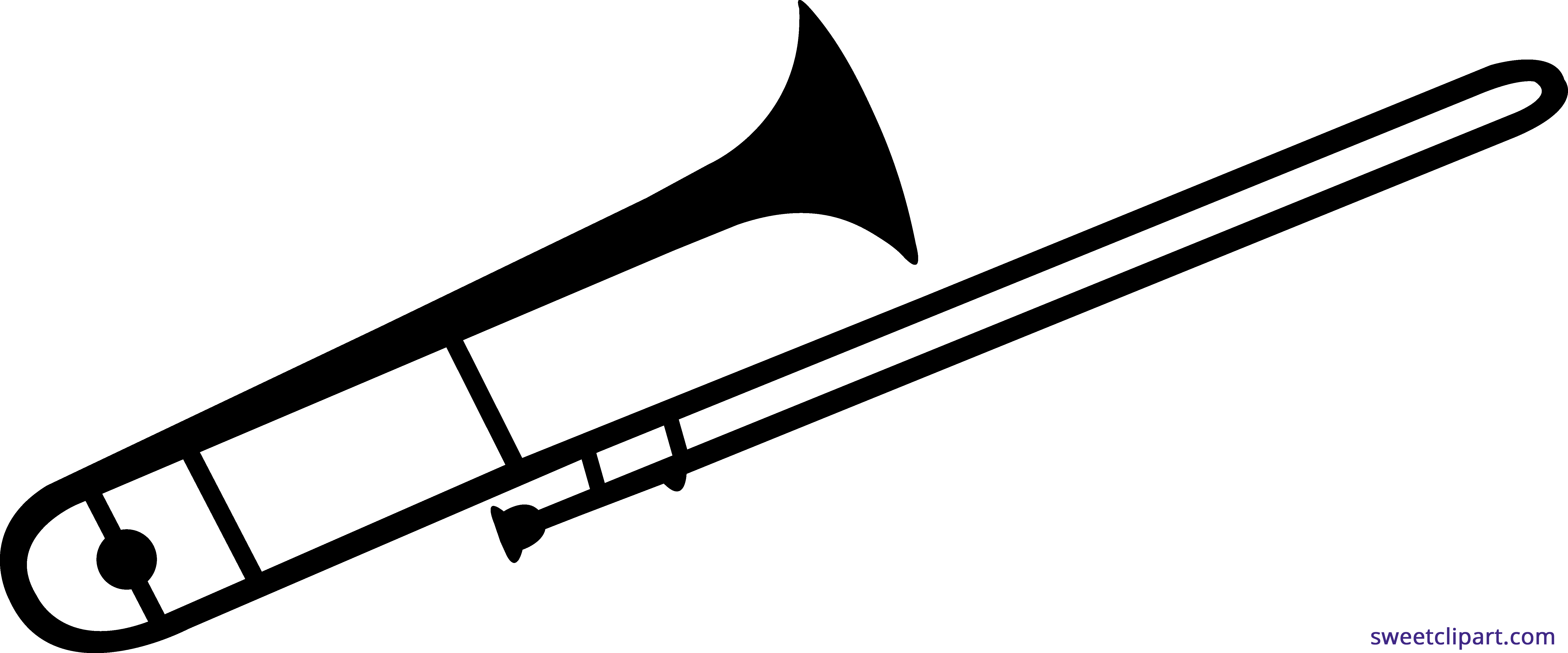 Trombone Silhouette Clipart - Trombone Clipart (7043x2938)