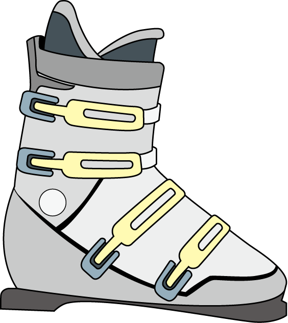 Ski And Snowboard Clip Artline - Ski Boots Clipart (564x633)
