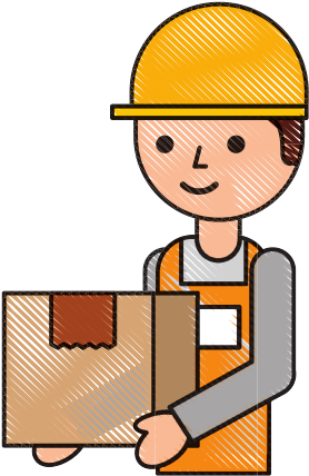 Parcel Clipart Courier Man - Cartoon (550x550)