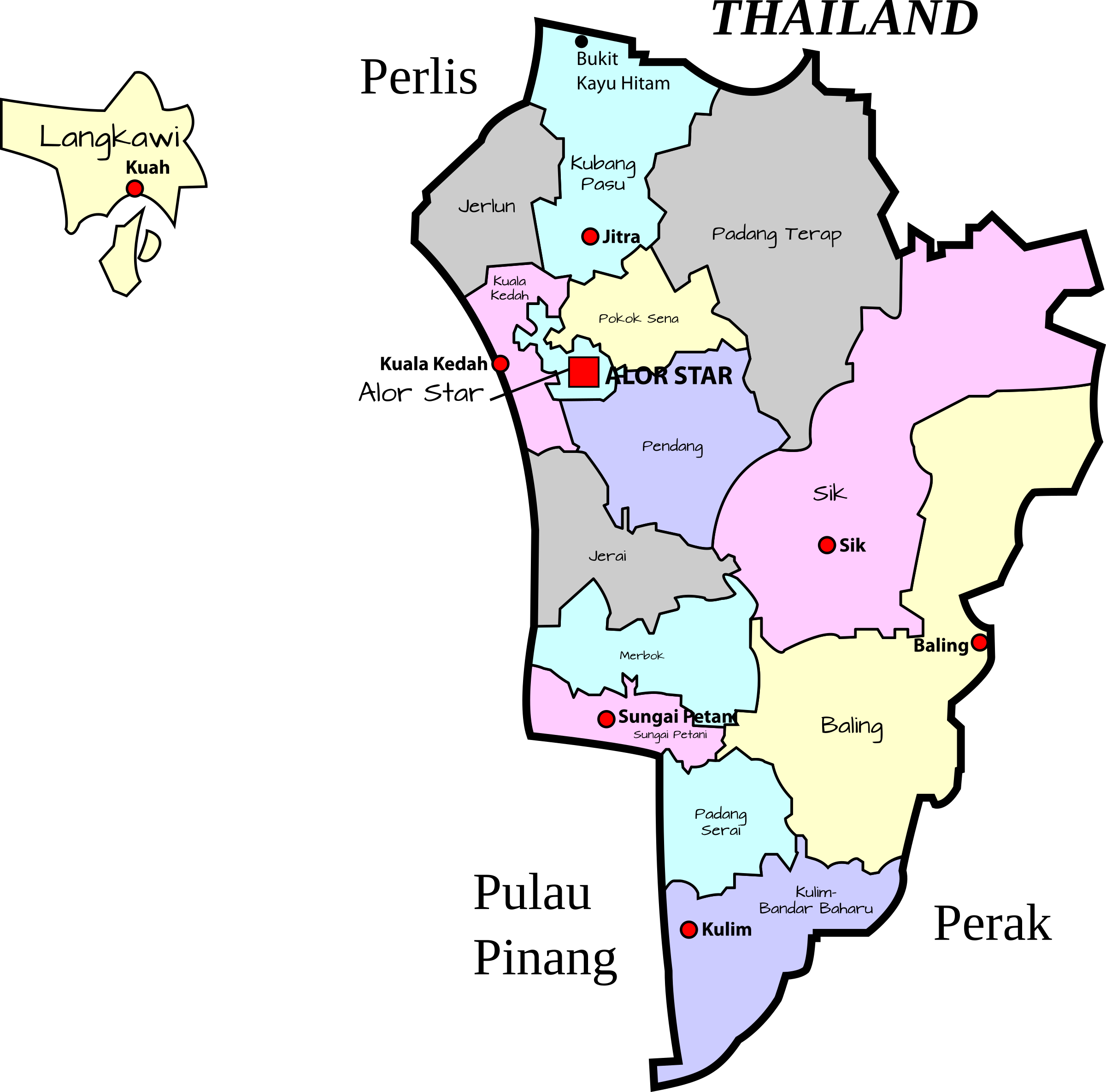 Big Image - Map Of Kedah (2400x2370)