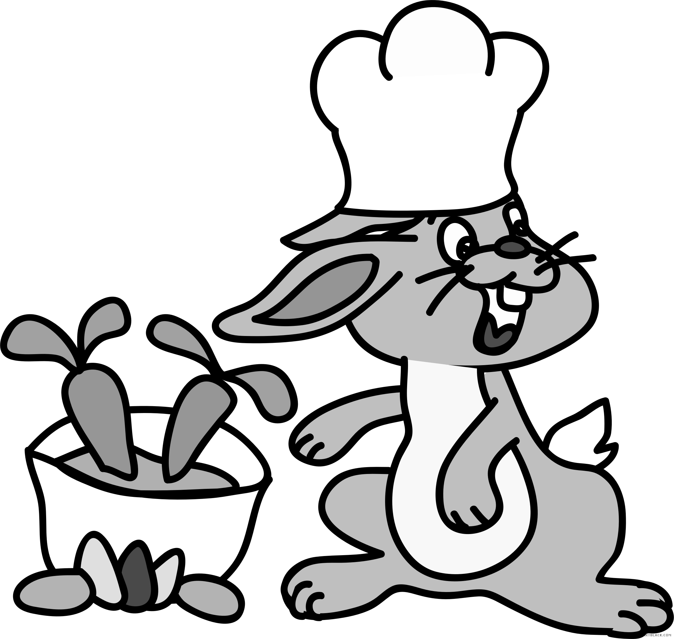 Rabbit High Quality Animal Free Black White Clipart - Hewan Kartun Png (2265x2149)