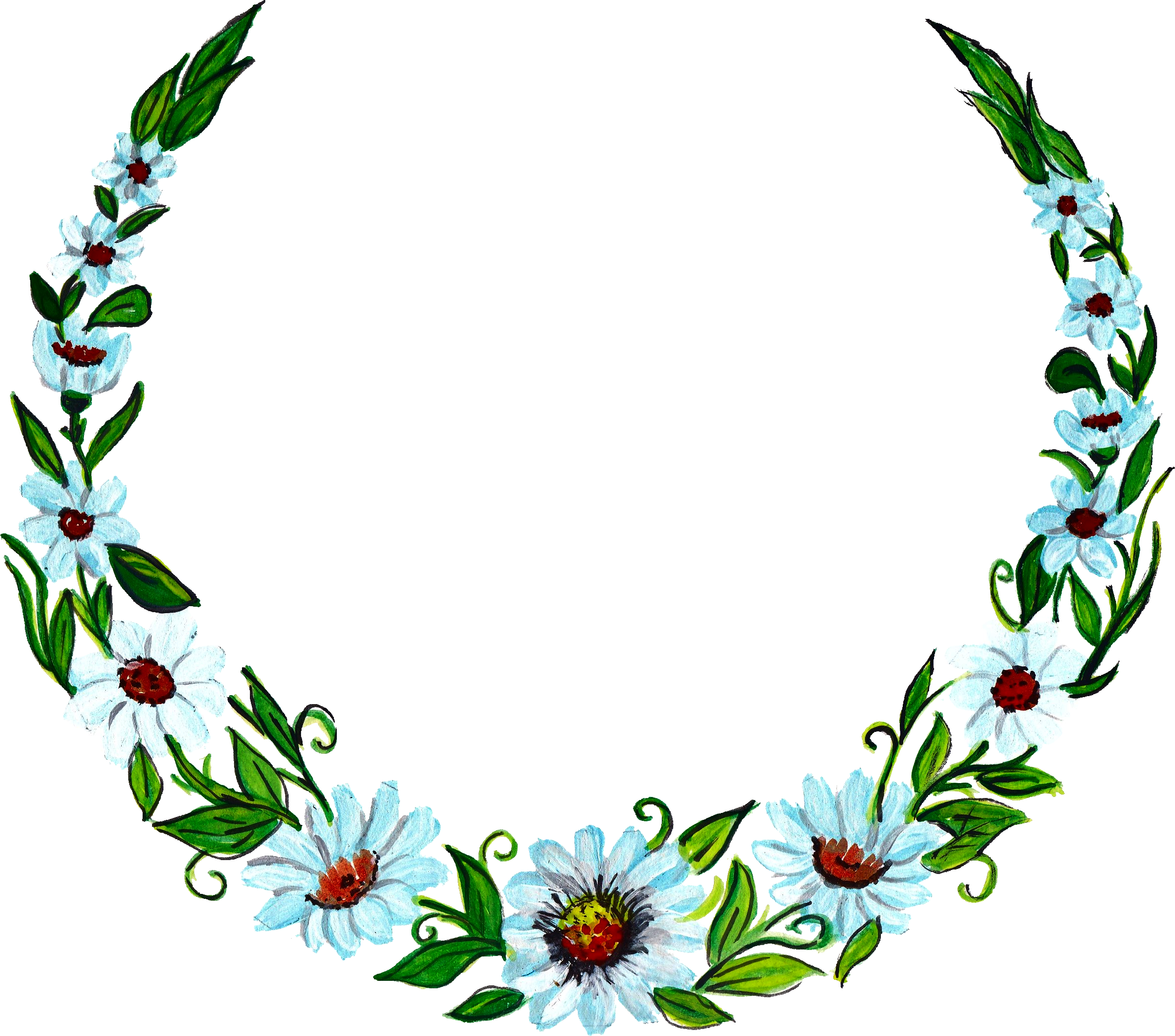 Free 4 Flower Wreath Painting 2 3 Png - Boho Flower Wreath Png (2365x2085)