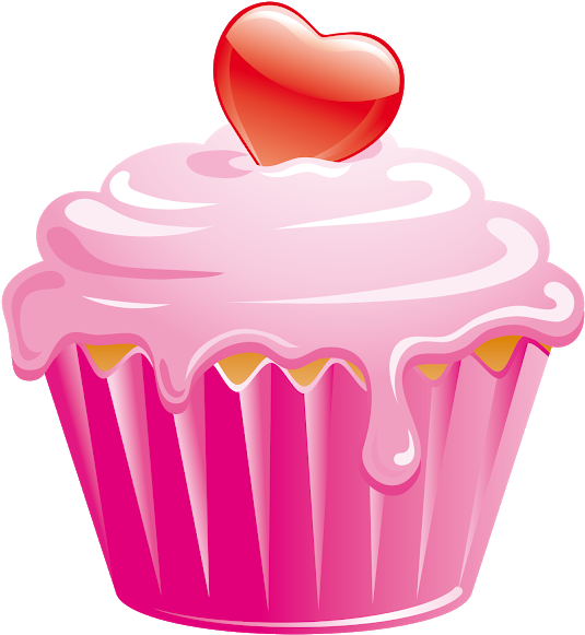 Frosting Clipart Christmas - Cupcakes With Hearts Png (588x640)
